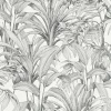 Vliestapete Blätter Illustration Weiß Schwarz A51401