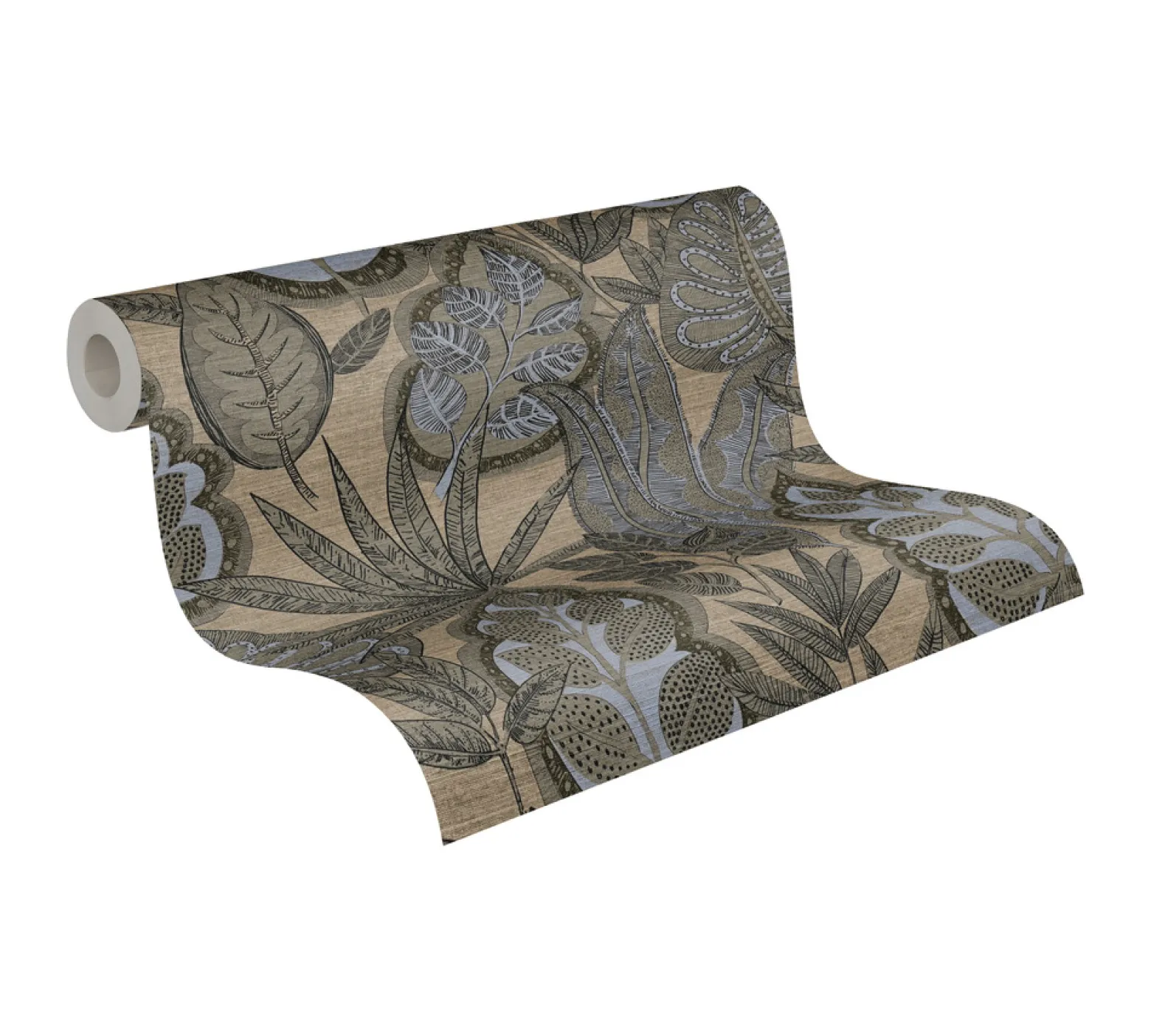 Vliestapete Blätter Illustration Beige Grau 39346-5