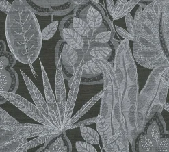 Vliestapete Blätter Illustration Schwarz Grau 39346-1