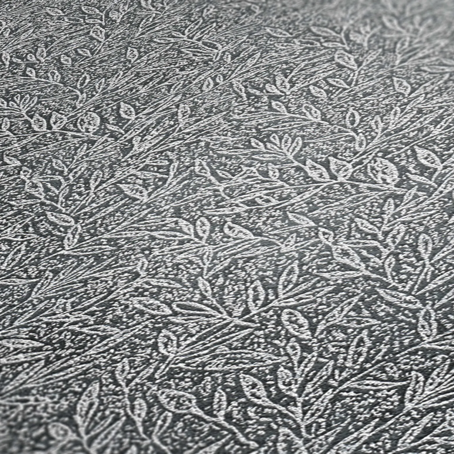 Vliestapete Blätter-Muster anthrazit metallic 37837-2