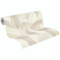 Vliestapete Blätter Muster Creme Perlmutt Metallic 79039-5