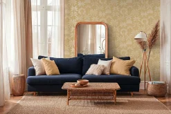Vliestapete Blätter Palmen Gelb Creme Metallic 79163-4