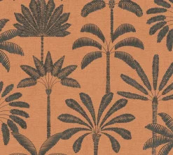 Vliestapete Blätter Palmen Orange Schwarz Metallic 79163-3
