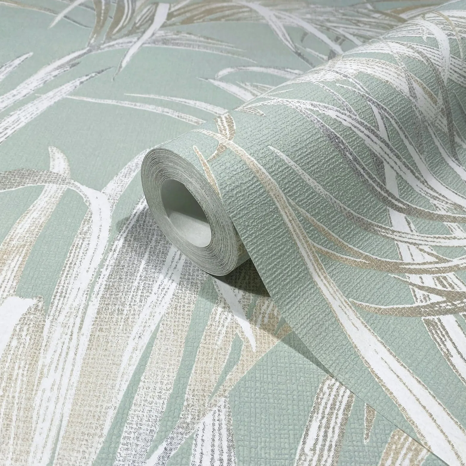 Vliestapete Blätter Palme Struktur Beige Grün 82414