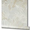 Vliestapete Blätter Palme Struktur Beige Grau 82413