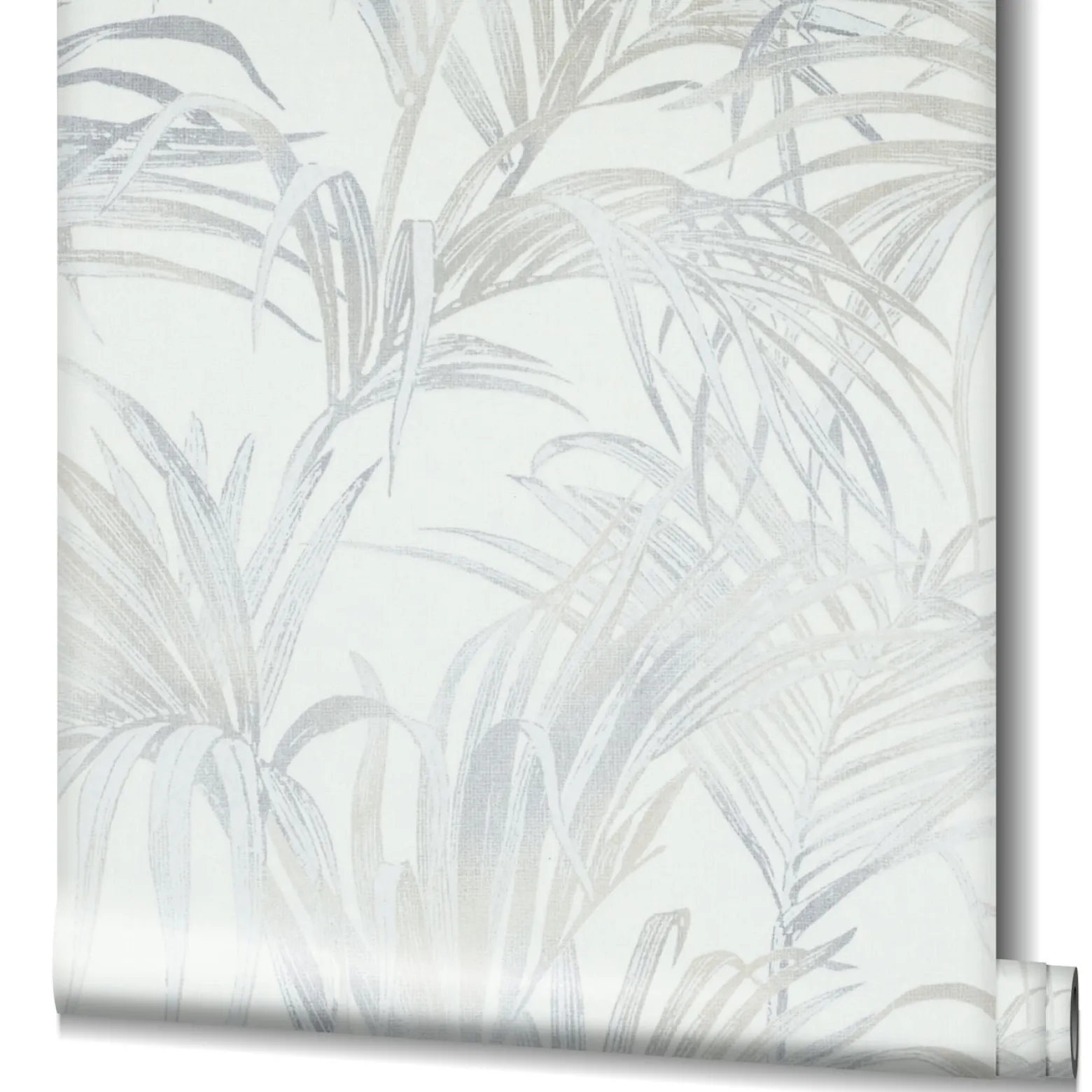 Vliestapete Blätter Palme Struktur Weiß Beige 82412