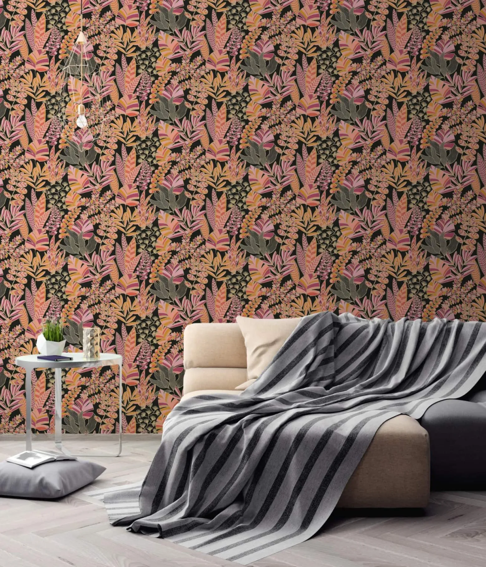 Vliestapete Blätter Pflanzen Schwarz Gold Metallic 39095-3