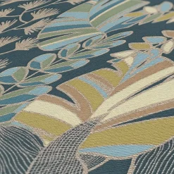 Vliestapete Blätter Pflanzen Blau Gold Metallic 39095-5