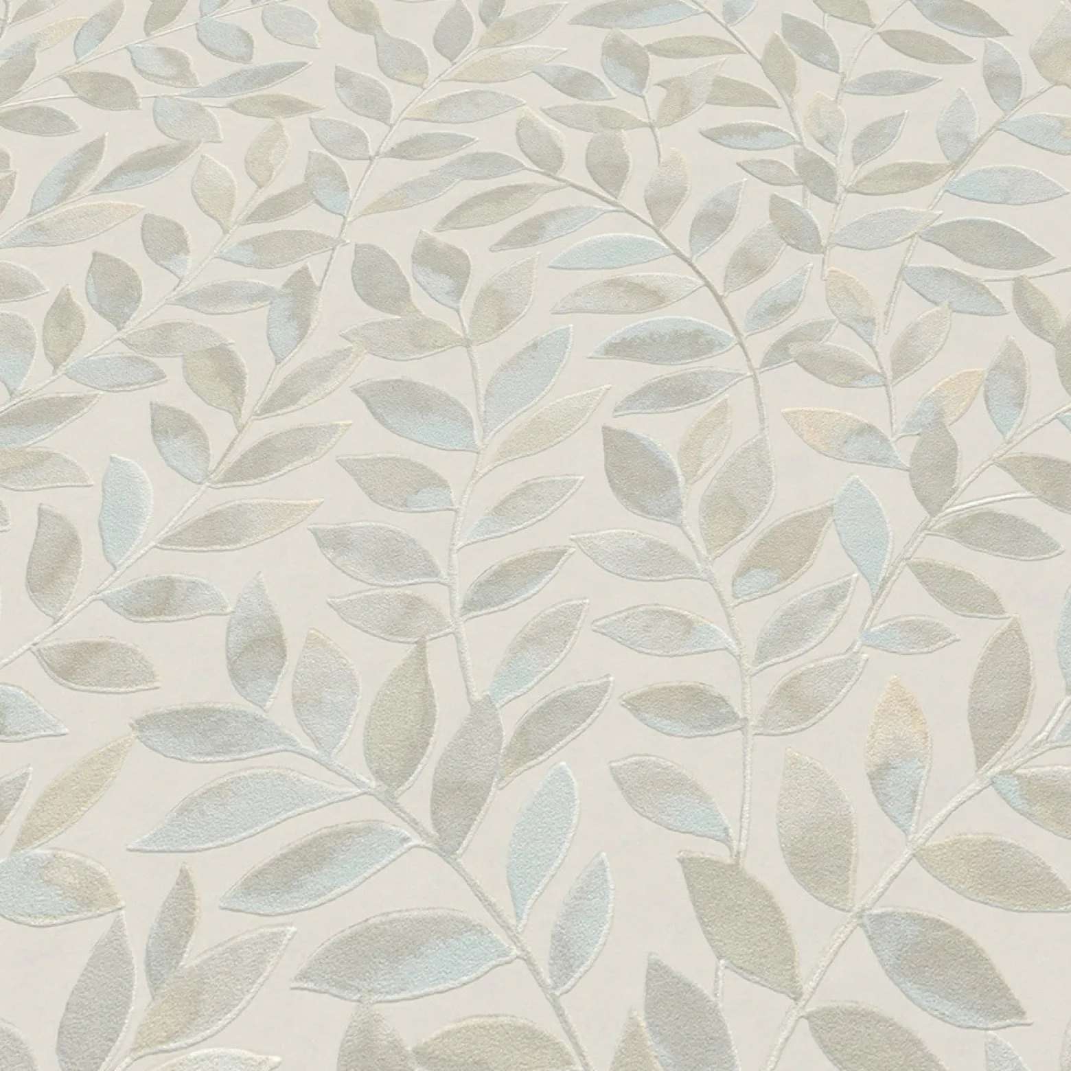 Vliestapete Blätter Ranken Creme Blau Grün 10462-02
