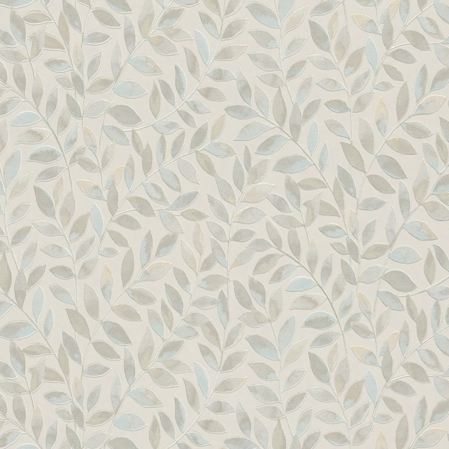 Vliestapete Blätter Ranken Creme Blau Grün 10462-02