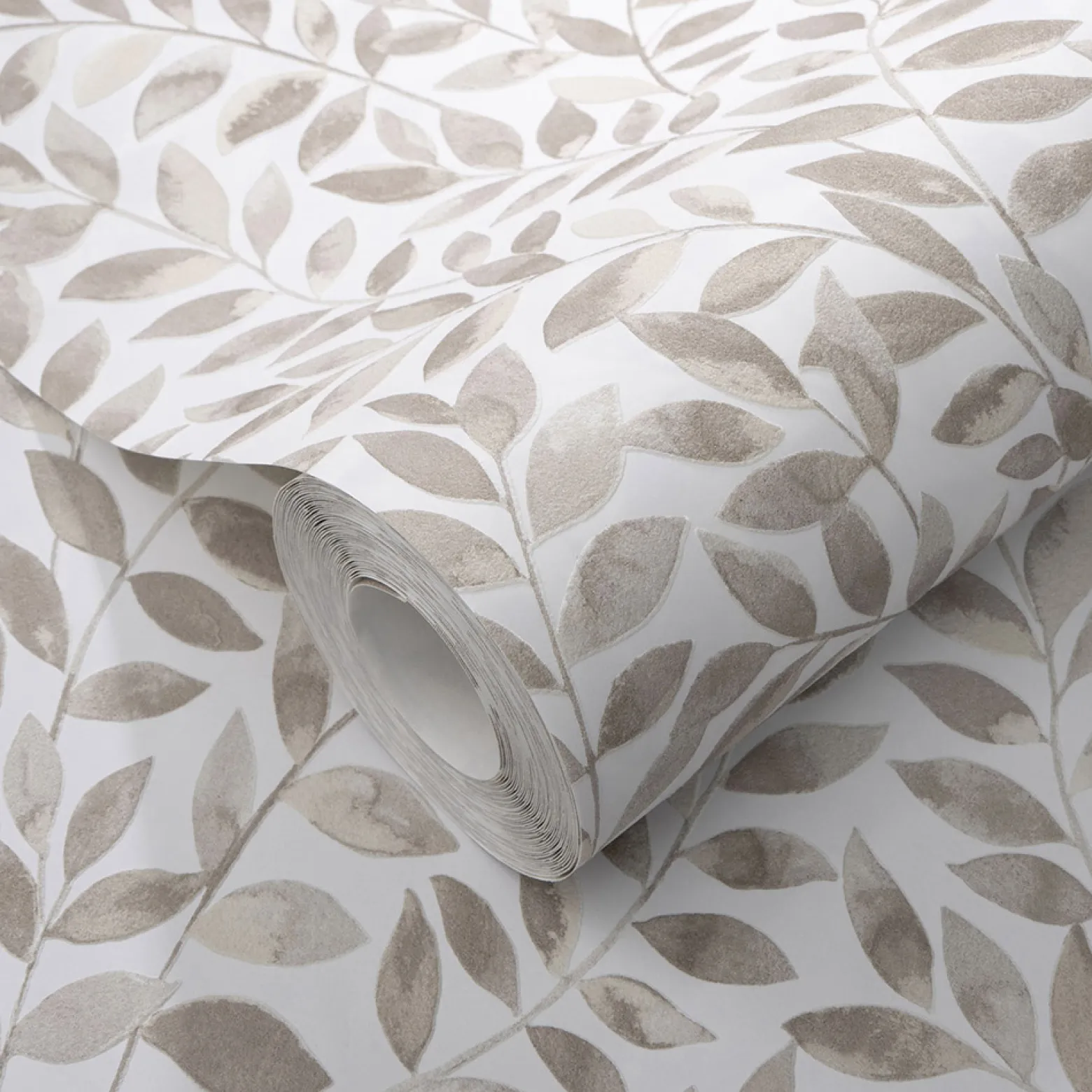 Vliestapete Blätter Ranken Weiß Braun Beige 10462-11