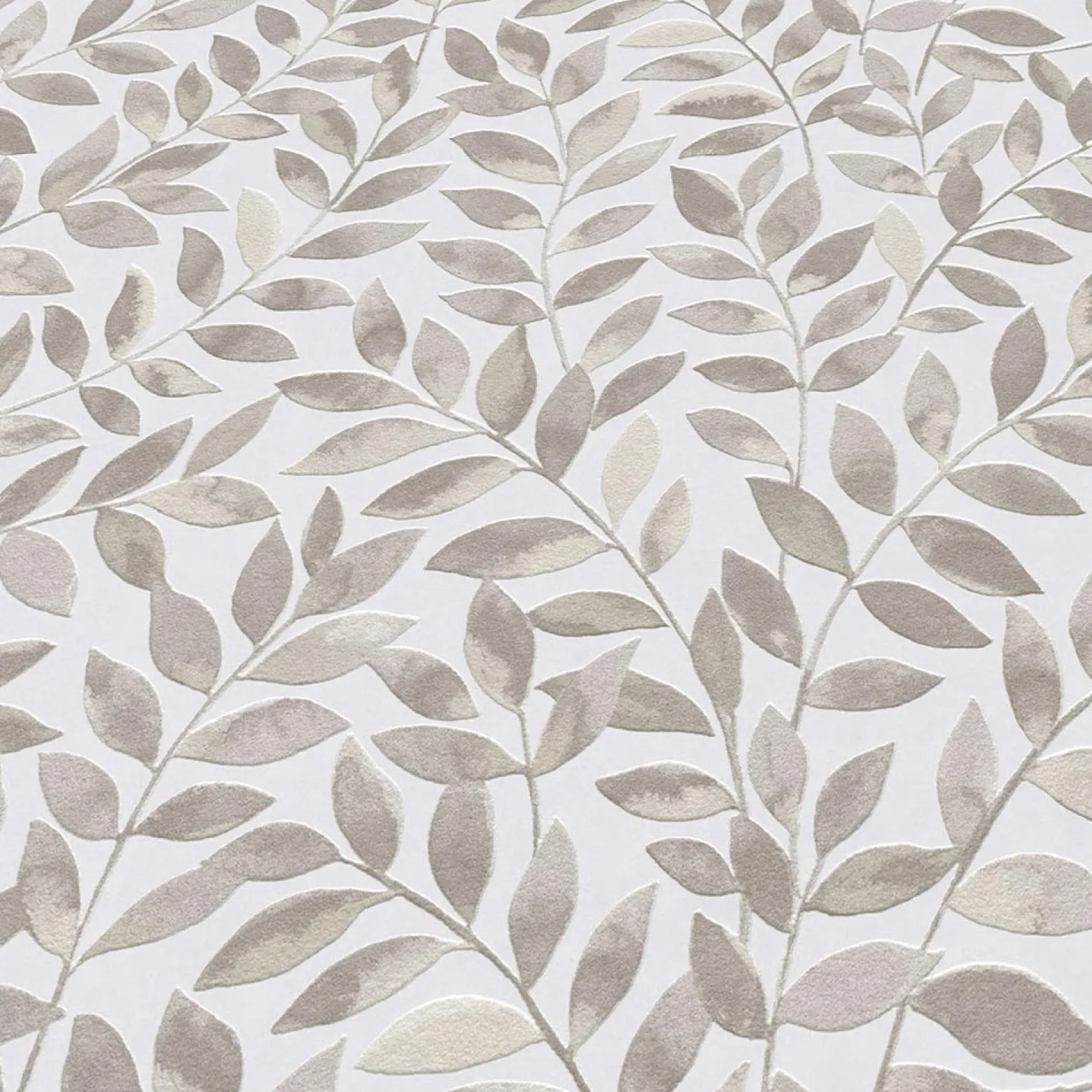Vliestapete Blätter Ranken Weiß Braun Beige 10462-11