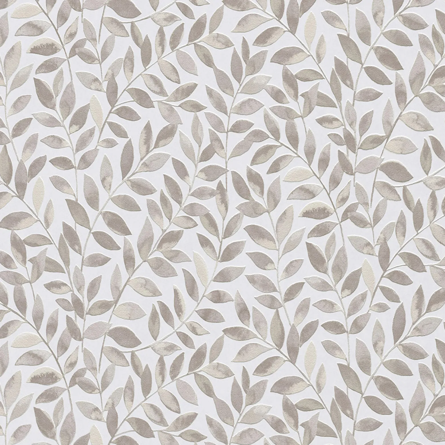 Vliestapete Blätter Ranken Weiß Braun Beige 10462-11
