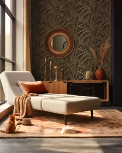Vliestapete Blätter Schwarz Braun Metallic 39933-1