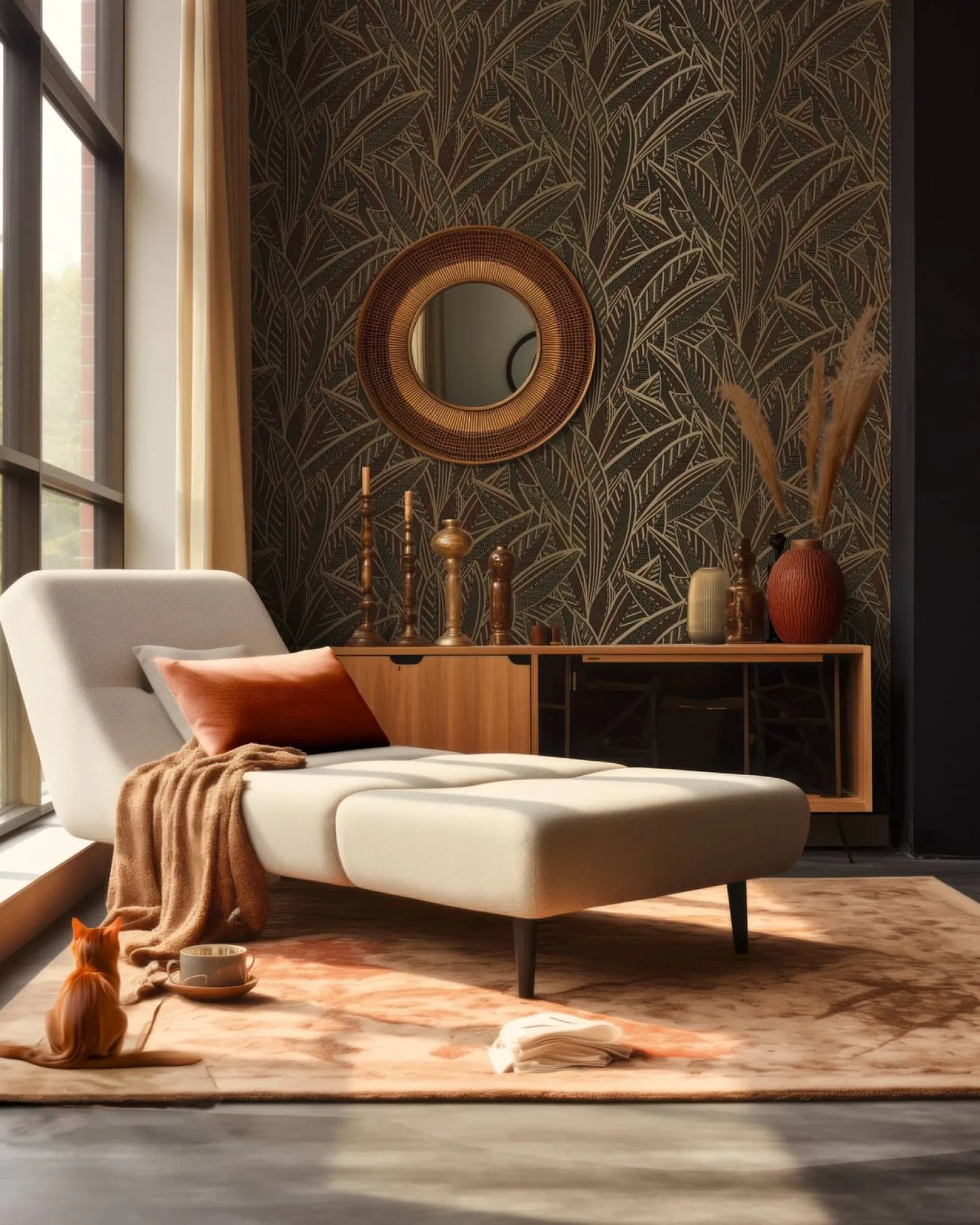 Vliestapete Blätter Schwarz Braun Metallic 39933-1