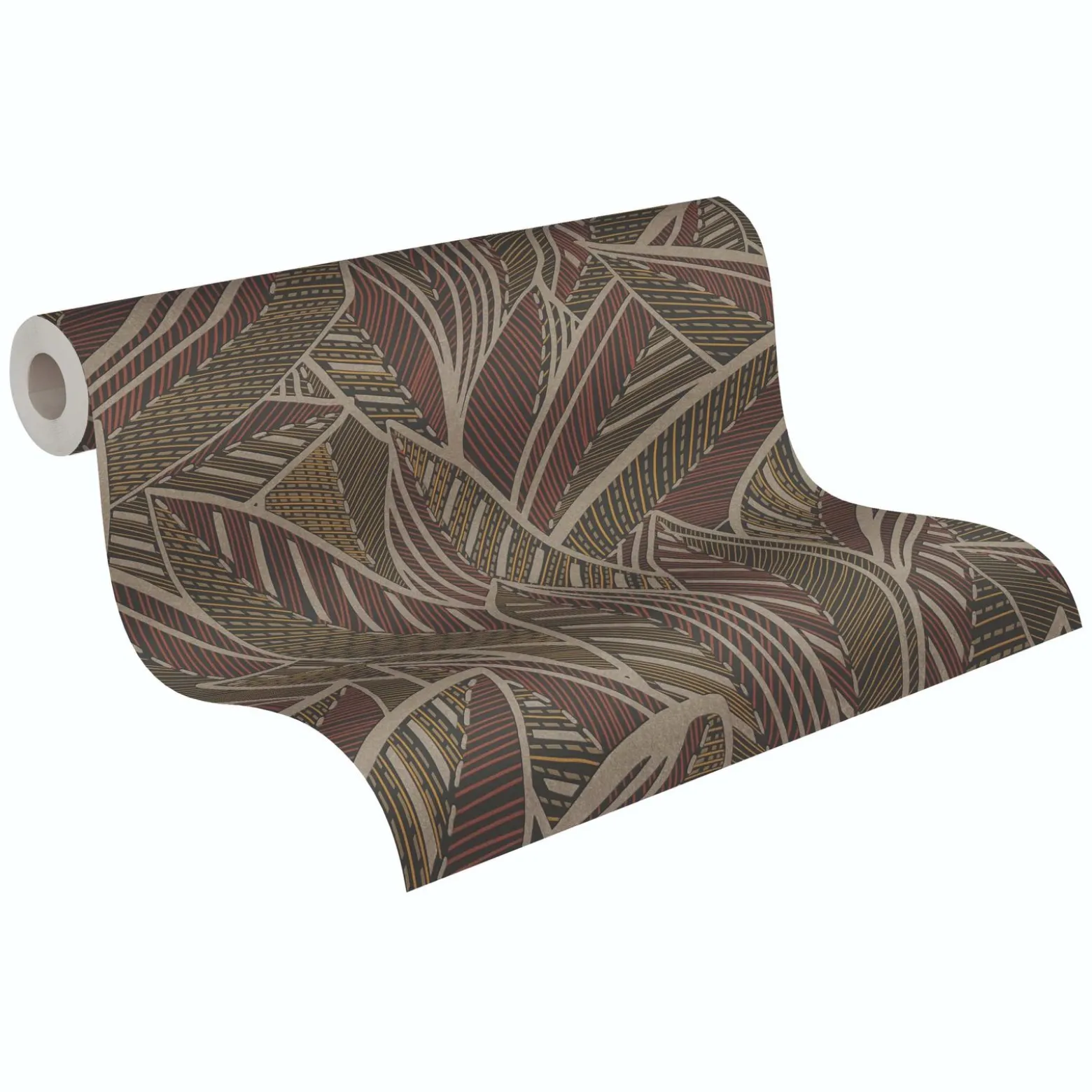 Vliestapete Blätter Schwarz Braun Metallic 39933-1