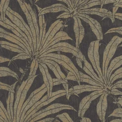 Vliestapete Blätter Schwarz Gold Kupfer Metallic 39501-1