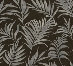 Vliestapete Blätter Schwarz Silber Metallic 79108-7