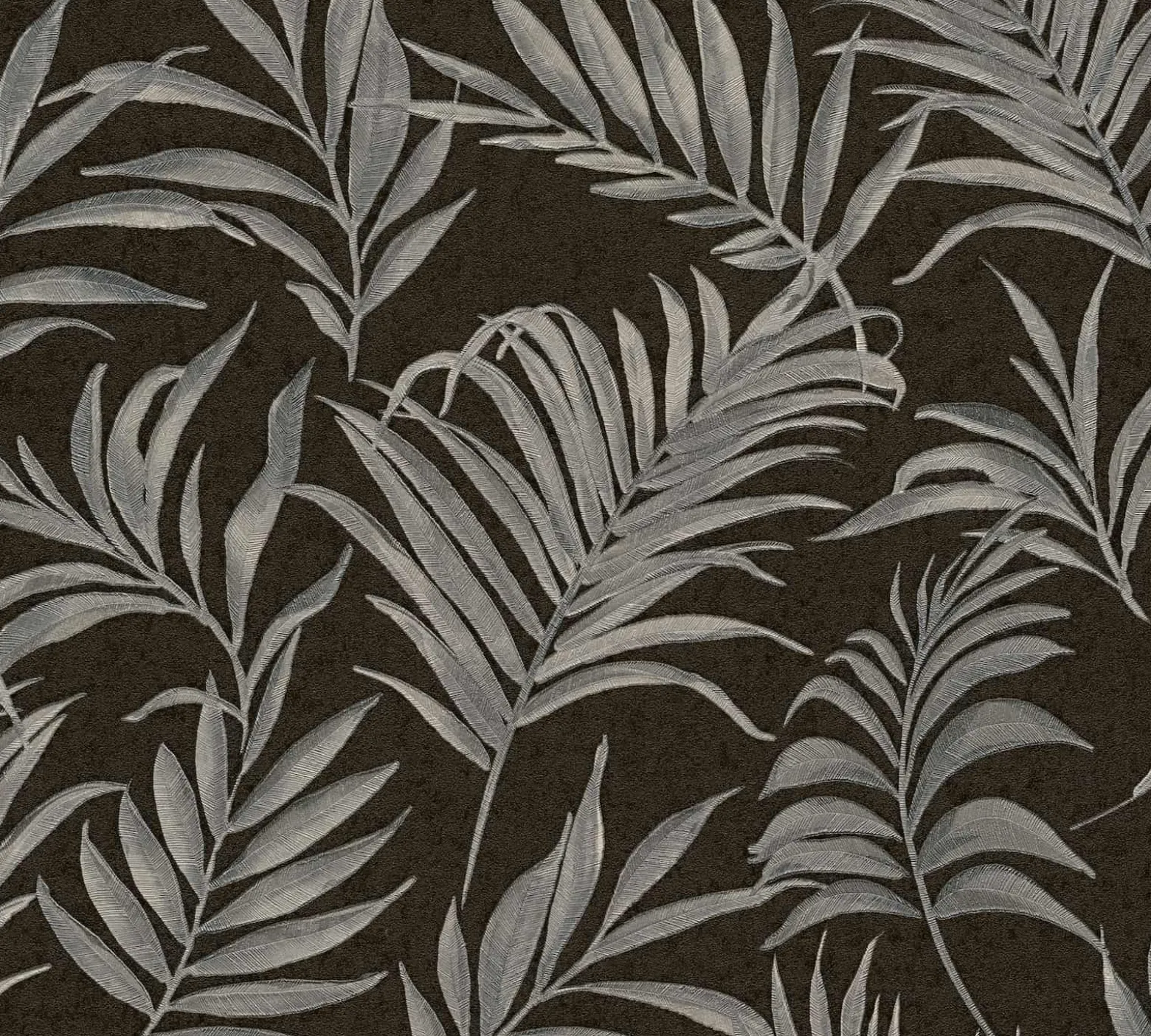 Vliestapete Blätter Schwarz Silber Metallic 79108-7
