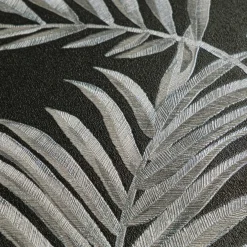 Vliestapete Blätter Schwarz Silber Metallic 79108-7