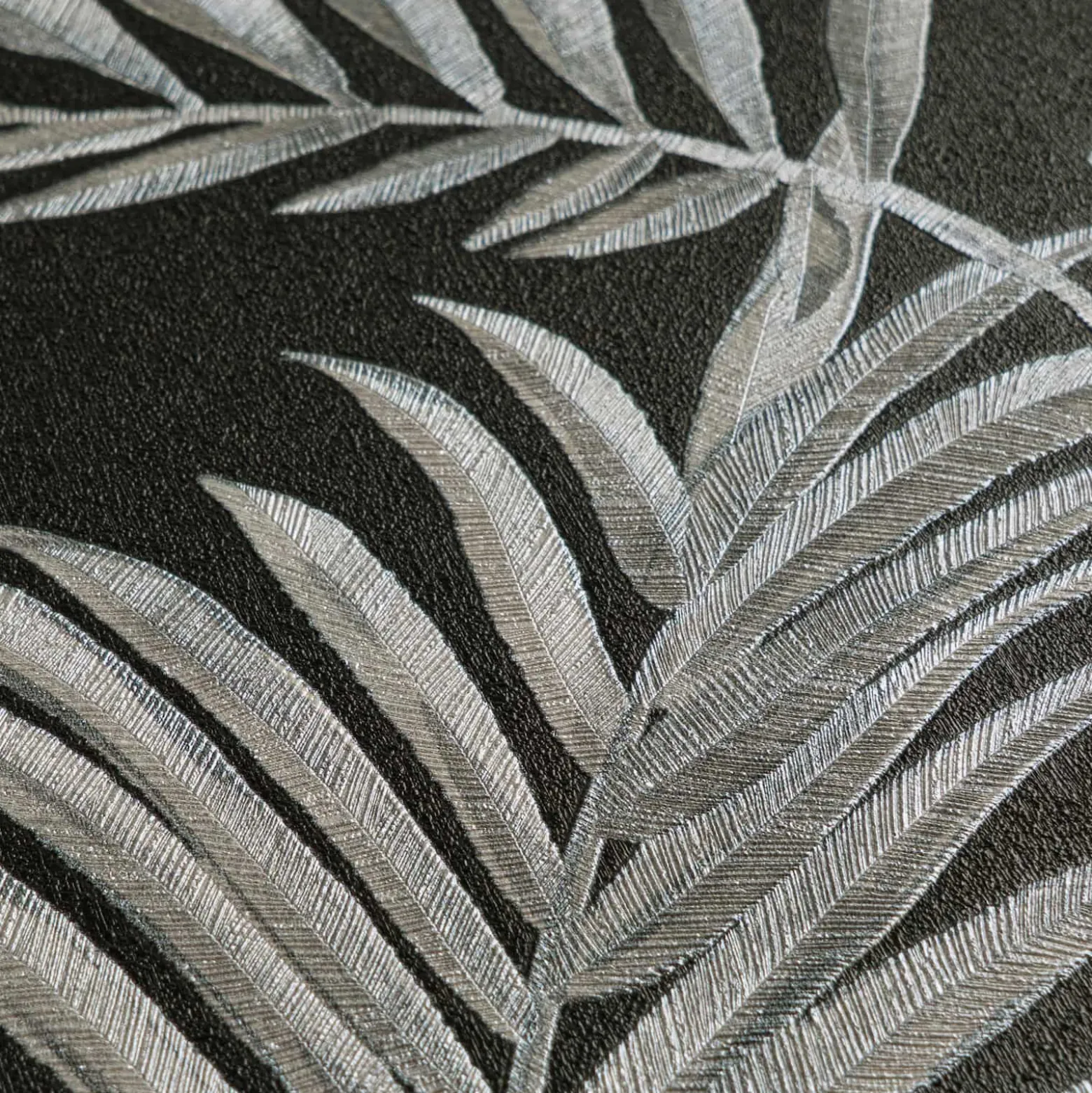 Vliestapete Blätter Schwarz Silber Metallic 79108-7