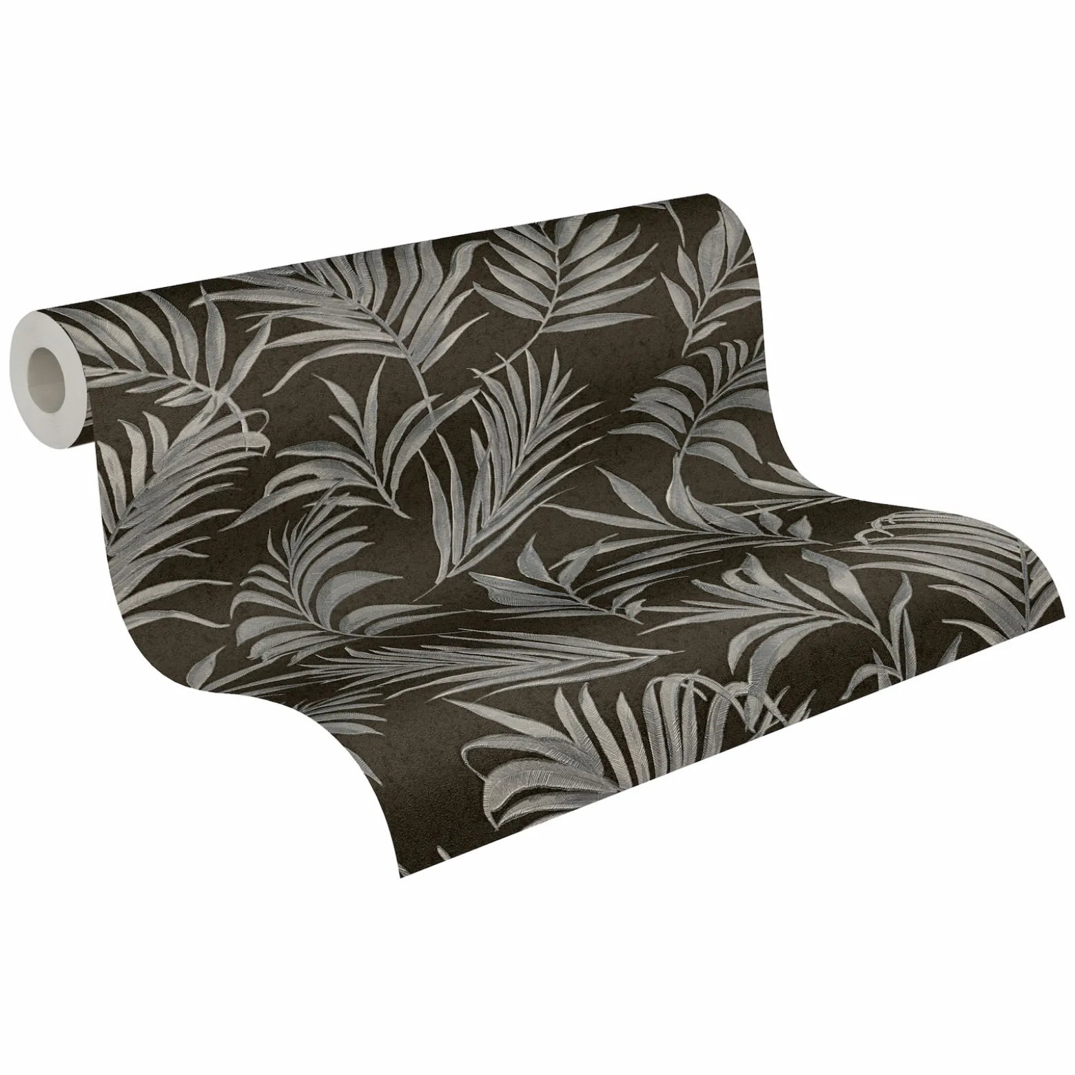 Vliestapete Blätter Schwarz Silber Metallic 79108-7