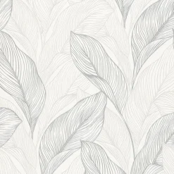 Vliestapete Blätter Struktur Weiß Silber Metallic 10282-31
