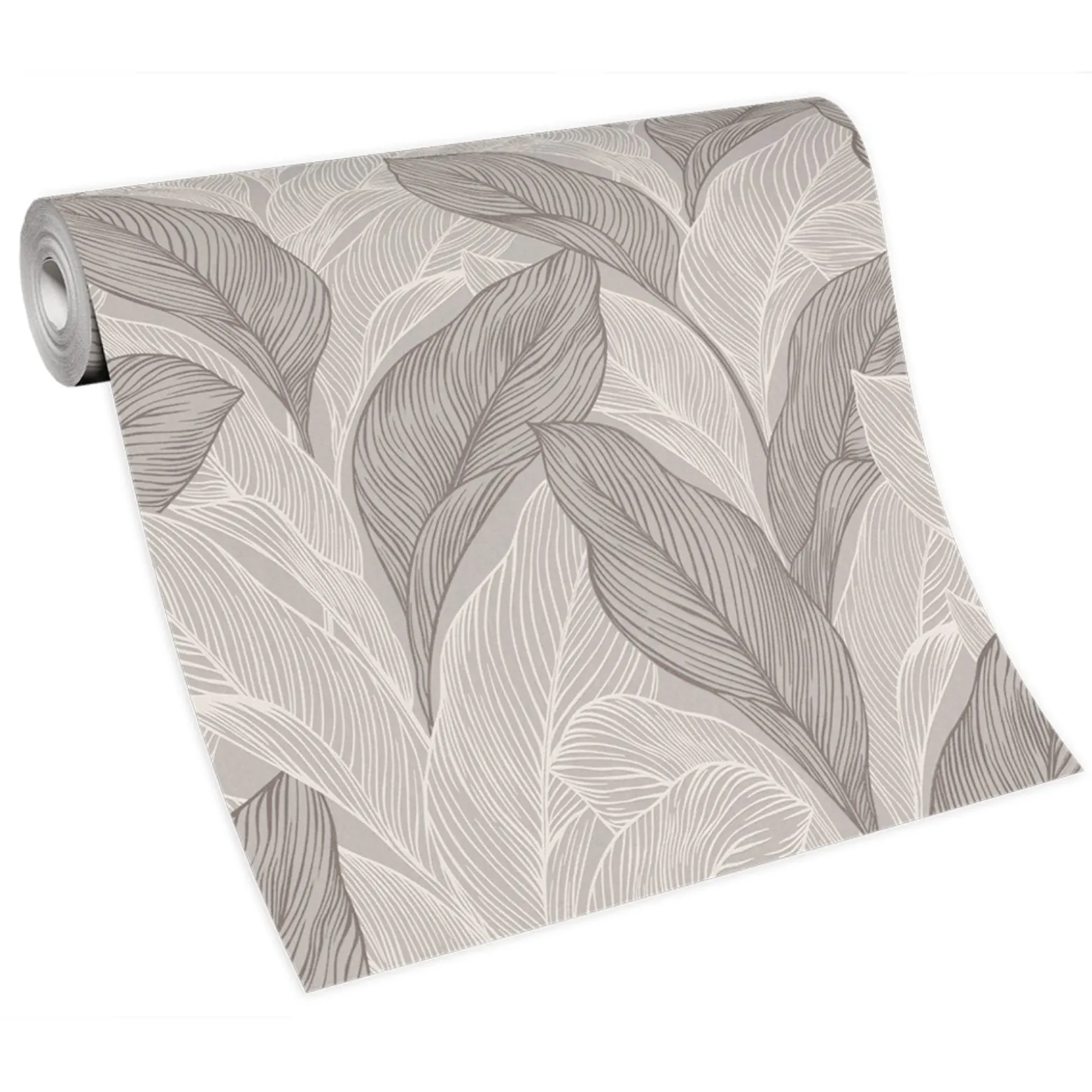 Vliestapete Blätter Struktur Beige Grau Metallic 10282-38
