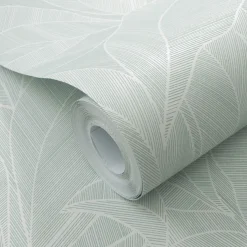 Vliestapete Blätter Struktur Grün Weiß Metallic 10530-07