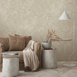 Vliestapete Blätter Struktur Braun Creme 10530-11
