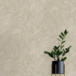 Vliestapete Blätter Struktur Braun Creme 10530-11
