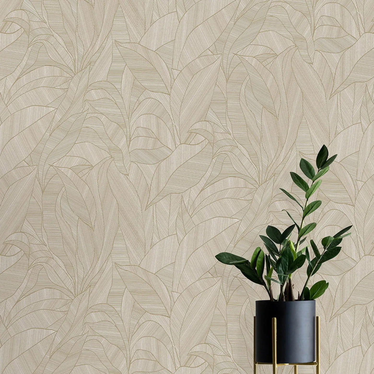Vliestapete Blätter Struktur Braun Creme 10530-11