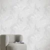 Vliestapete Blätter Struktur Creme Grau Metallic 10530-01