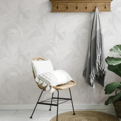Vliestapete Blätter Struktur Creme Grau Metallic 10530-01