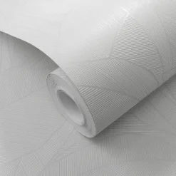 Vliestapete Blätter Struktur Creme Grau Metallic 10530-01