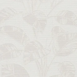 Vliestapete Blätter Struktur Creme Grau 10459-14