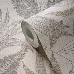 Vliestapete Blätter Tropen Beige Gold Metallic 39654-5