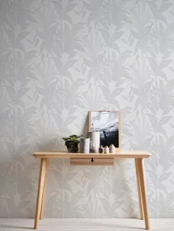 Vliestapete Blätter Tropen Grau Gold Metallic 39654-1