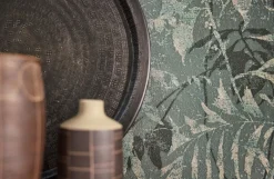 Vliestapete Blätter Tropen Grün Blau Gold Metallic 78203-5