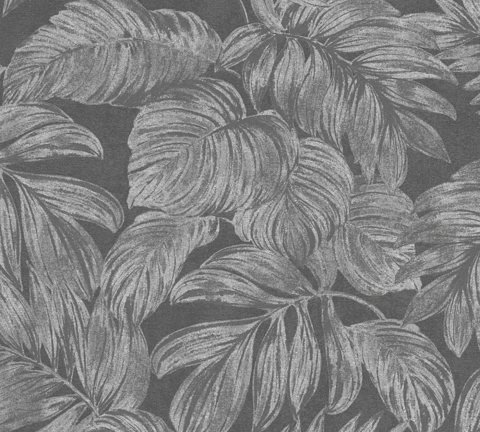 Vliestapete Blätter Tropen Grau Silber Metallic 39340-4