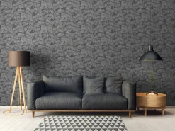 Vliestapete Blätter Tropen Grau Silber Metallic 39340-4