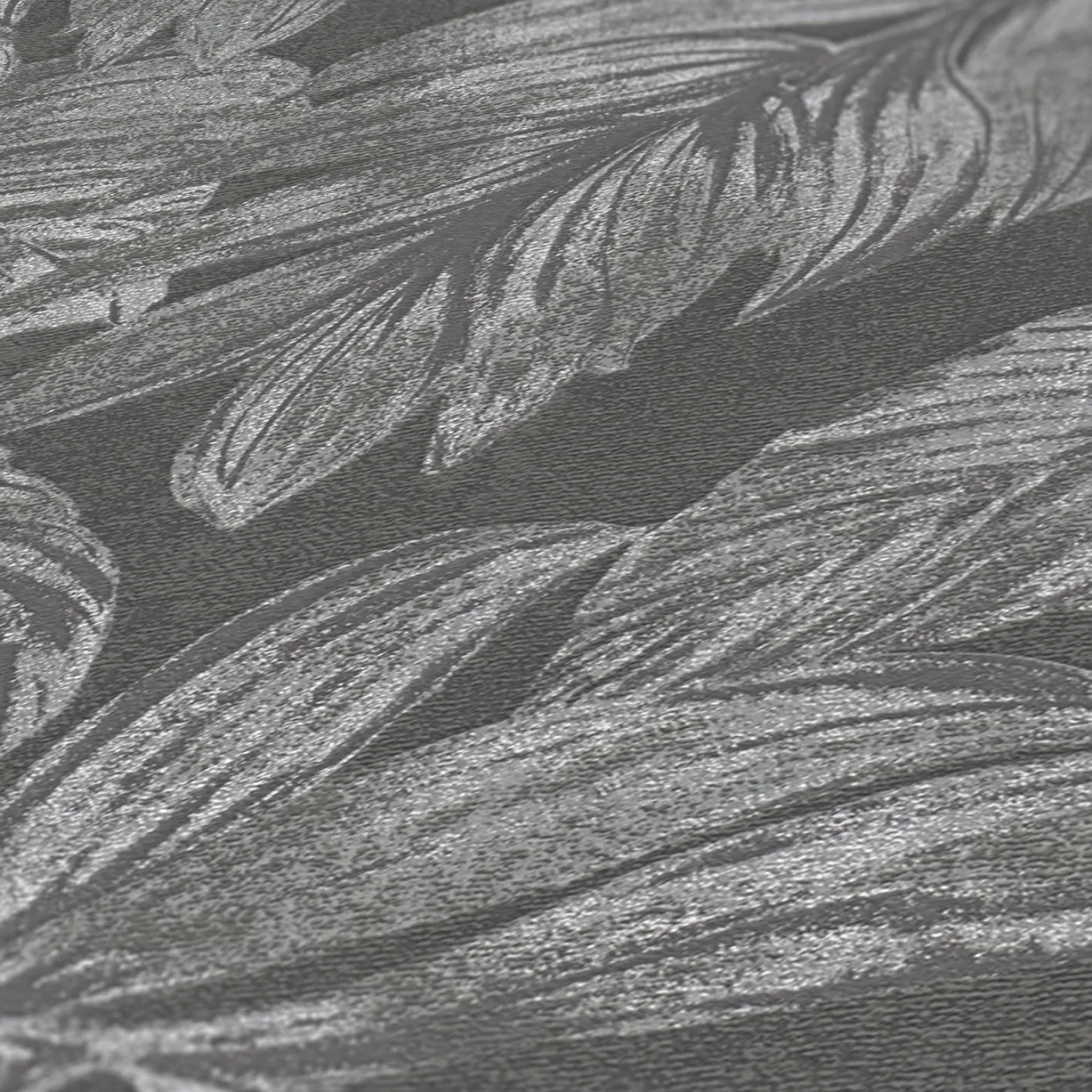 Vliestapete Blätter Tropen Grau Silber Metallic 39340-4