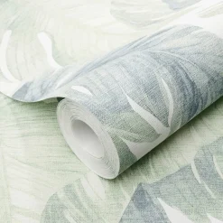 Vliestapete Blätter Tropisch Creme Hellgrün 10558-07