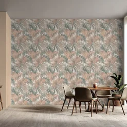 Vliestapete Blätter Tropisch Creme Braun Grün 10558-11