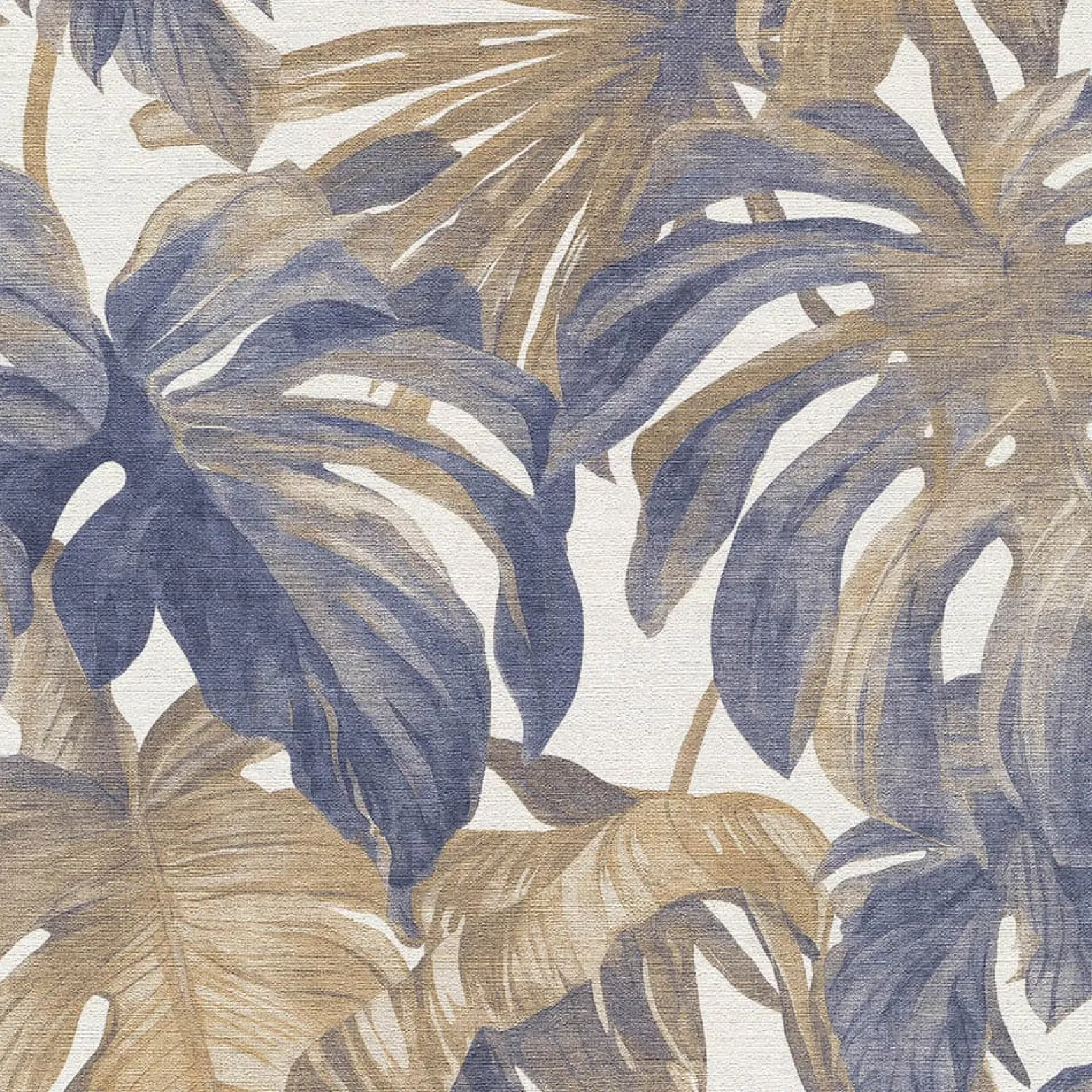Vliestapete Blätter Tropisch Creme Braun Blau 10558-44