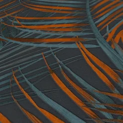 Vliestapete Blätter Tropisch Schwarz Orange Glanz 39038-6