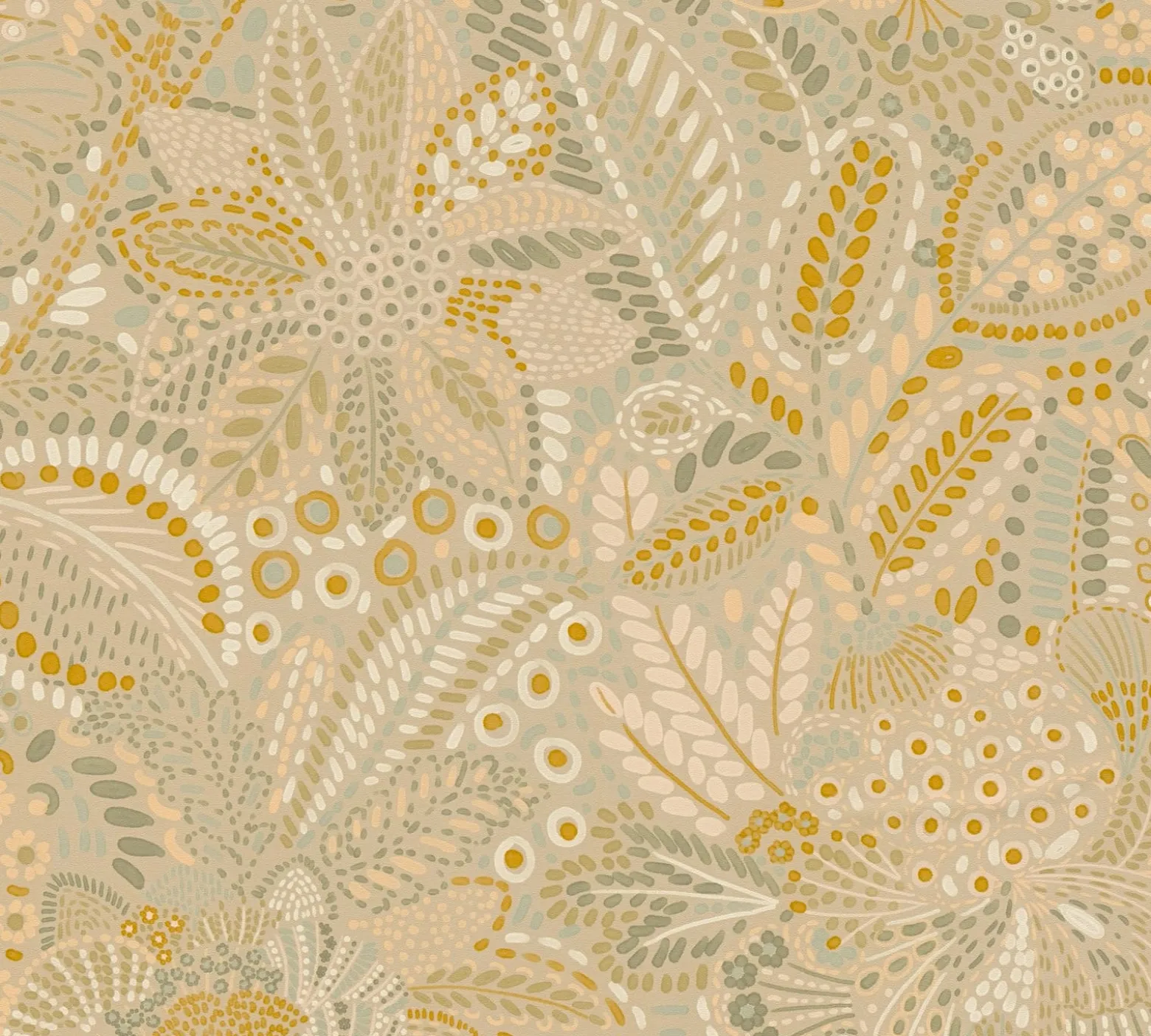 Vliestapete Blätter Tropisch Beige Creme Gelb 78025-4