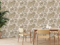 Vliestapete Blätter Tropisch Beige Creme Gold 39355-1