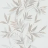Vliestapete Blätter Weiß Beige Silber Metallic 82459