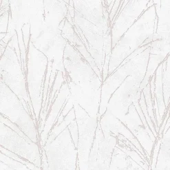Vliestapete Blätter Weiß Rosa Metallic 10321-05